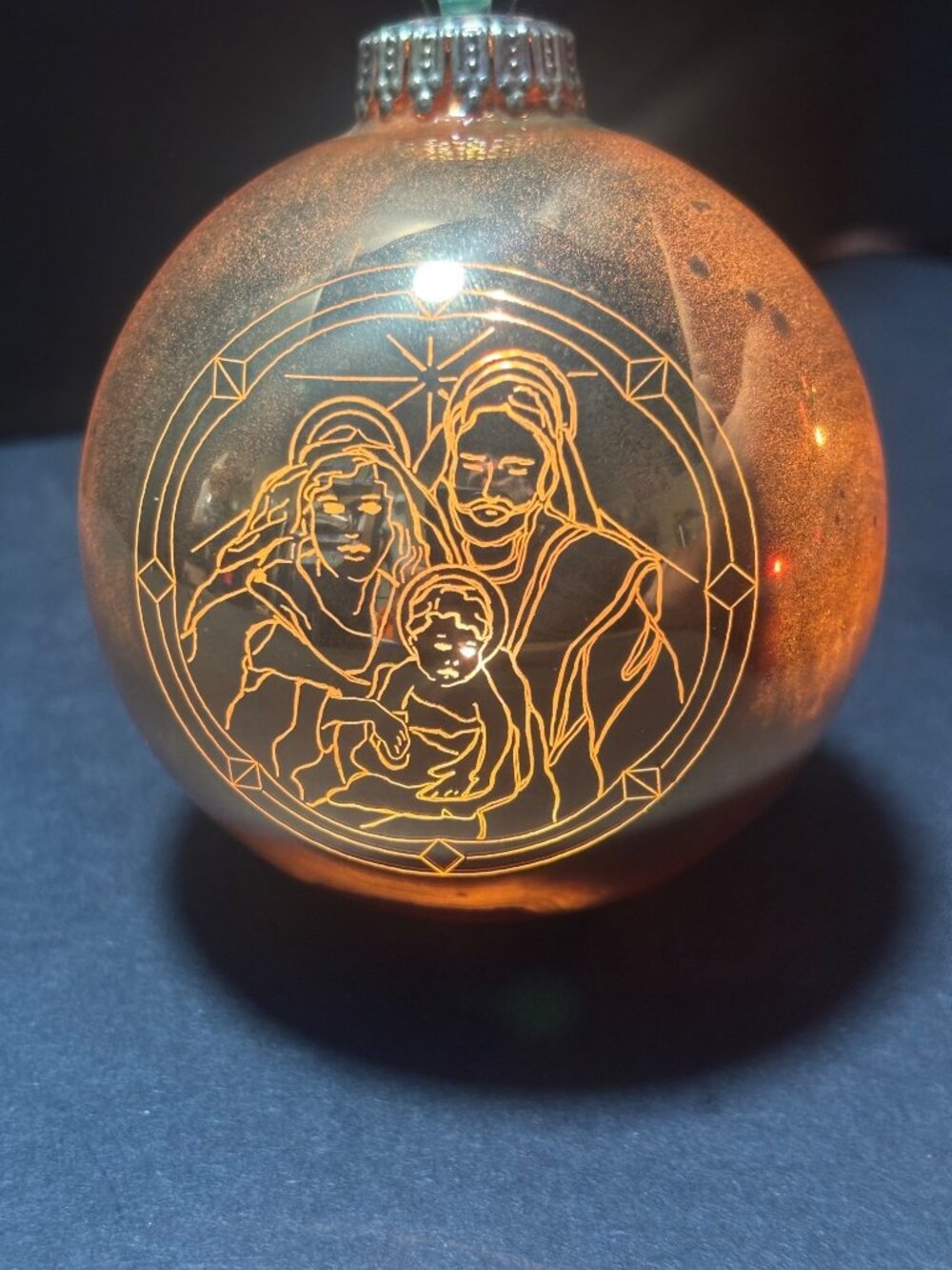 LuminEtch VTG 1993 Nativity Ornament Gold Glass 766/10000 Holiday